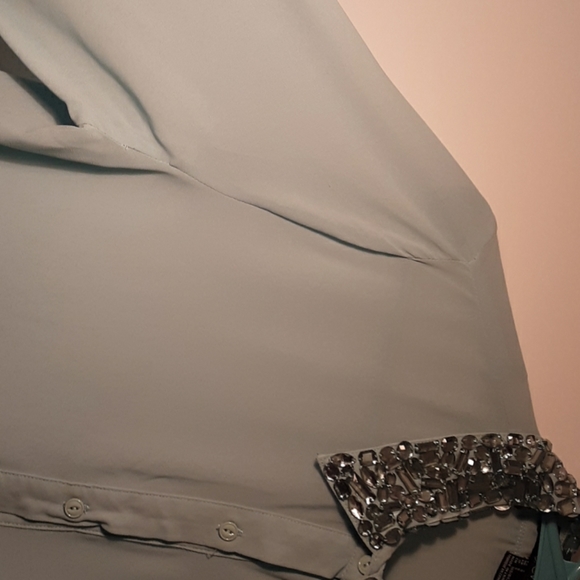 Forever 21 semi sheer turquoise blouse - Picture 4 of 6